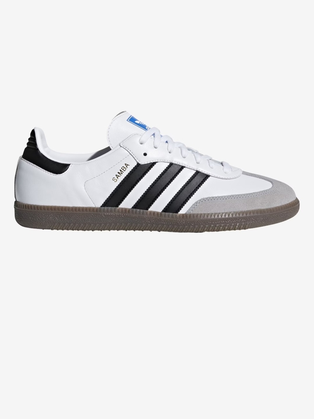 Adidas Samba Leather Sneakers in White & Black with Gum Sole